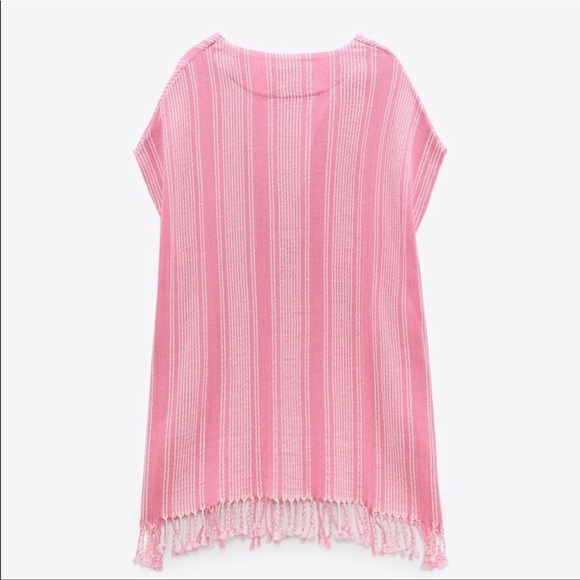 Zara Kaftan coverup fringe short cotton dress small medium - Picture 3 of 7